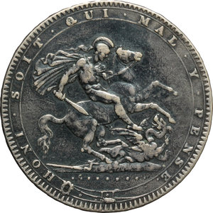 reverse: Great Britain. George III (1760-1820).  Crown 1820.   KM 675. AG.      VF. 