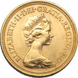 reverse: Great Britain. Elizabeth II (1952 -).  Sovereign 1976.    AV.      FDC. 