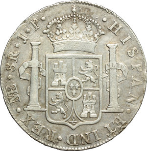 reverse: Peru . Ferdinand VII (1808-1833).  8 reales 1820 J. P.  (Lima).   Cal. 488. AG.      VF. 