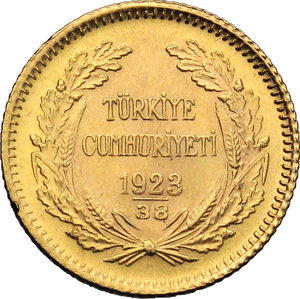 reverse: Turkey. Kemal Atatürk (1923-1938).  20 Kurush 1961.   Fr. 93. AV.      FDC. 