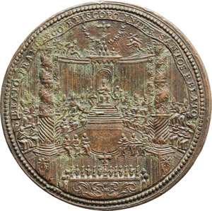 reverse: Alessandro VII (1655-1667), Fabio Chigi. Medaglia 1665 A. XI.    Modesti 138. AE.   mm. 43.00 Inc. Gaspare Morone. R. Segnetto al D/ SPL.  