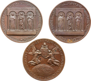 reverse: Pio XII (1939-1958). Lotto di 3 medaglie straordinarie 1956.     AE.      SPL+.  