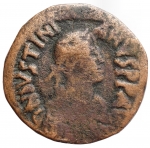obverse: Bizantini - Giustiniano I. 527-565 d.C. Follis. AE. Peso gr. 15,88. Diametro mm. 29,49. qBB.