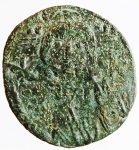 reverse: Bizantini. Michele VII. 1071-1078 d.C. Follis. Ae. D/ Busto di Cristo. R/ Michele VII con labaro. Peso 5,10 gr. Diametro 24,57 mm. BB. Patina Verde.w