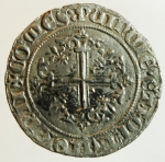 obverse: Zecche Italiane. Napoli. Roberto d Angiò. 1309-1343. Gigliato. Ag. P.R. 2. Peso gr 3,55. Diametro mm 28. SPL. Patina.