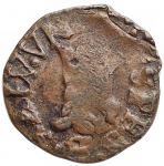 reverse: Zecche Italiane - Novellara. Alfonso II Gonzaga. 1650-1678. Quattrino tipo Lucca. Ae. Peso gr 0,84. qBB. Patina cuoio.