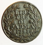 reverse: Zecche Italiane. Parma. Ferdinando di Borbone. 3 Lire 1791. Ag. CNI 112. MB\BB.