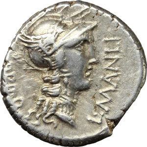 obverse: L. Manlius Torquatus.  AR Denarius, 82 BC. Obv. L. MANLI PRO. Q. Helmeted head of Roma right. Rev. Sulla in walking quadriga right, crowned by Victory who flies above; in exergue, L. SVLLA IMP. Cr. 367/5. B. 4. AR. g. 3.93  mm. 17.00   Brilliant and lightly toned with golden hues. About EF/EF.