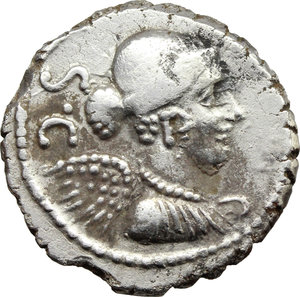 obverse: T. Carisius.  AR Denarius, 46 BC. Obv. Bust of Victory right; behind, SC. Rev. Victory in quadriga right; in exergue, T. CARISI. Cr. 464/5. B. 3. AR. g. 3.68  mm. 18.50    VF.