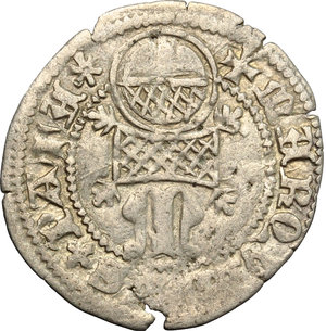 obverse: Aquileia. Marquardo di Randeck (1365-1381). Denaro.    B. 183. AG. g. 0.68  mm. 19.00    BB.