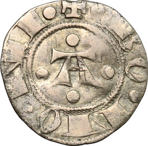 obverse: Bologna. Giovanni Visconti (1350-1360). Bolognino.    MIR 5. AG. g. 1.10  mm. 18.00  R.  qBB.