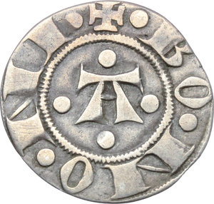obverse: Bologna. Giovanni Visconti (1350-1360). Bolognino.    MIR 5. AG. g. 1.05  mm. 18.00  R.  BB.