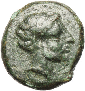 obverse: Sicily. Motya.   AE Litra, 425-397 BC. Obv. Male head right. Rev. Crab. SNG ANS 510-1. AE. g. 2.74  mm. 12.00    VF.
