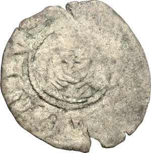 reverse: Brescia. Comune a nome di Federico I (1186-1250). Obolo con S. Apollonio.    MIR 112. AG. g. 0.20  mm. 12.00    BB/MB+.