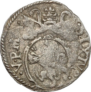 obverse: Fano. Sisto V (1585-1590). Quattrino con San Paterniano.    Berm. 1375. MI. g. 0.56  mm. 16.00  RR.  qBB.