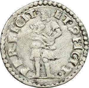 reverse: Ferrara. Ercole II d Este (1534-1559). Muraiola.    MIR 301. AG. g. 1.67  mm. 20.00   Nitidi dettagli per il tipo di moneta BB+.