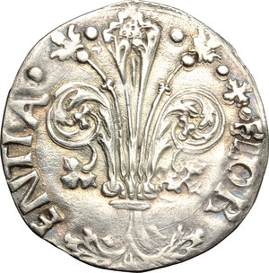 obverse: Firenze. Repubblica (Sec. XIII-1532). Grosso da 6 soldi 1479 II sem., Giovanni di Bartolomeo Orlandini.    MIR 62/37. AG. g. 1.84  mm. 22.00  R.  BB+.