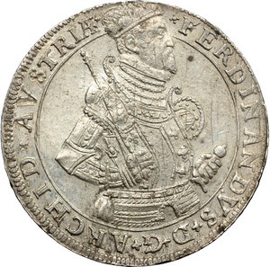 obverse: Austria. Ferdinand II (1564-1595).  Thaler, Ensisheim.    AG. g. 28.28  mm. 40.00    EF.