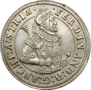 obverse: Austria. Ferdinand II (1564-1595).  Taler, Hall.    AG. g. 28.20  mm. 40.00    About EF.