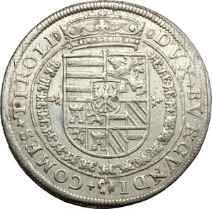 reverse: Austria. Ferdinand II (1564-1595).  Taler, Hall.    AG. g. 28.79  mm. 40.00    About EF.