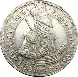 obverse: Austria. Ferdinand II (1564-1595).  Taler, Hall.    AG. g. 28.72  mm. 40.00    About EF.