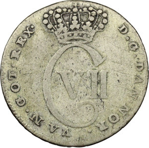 obverse: Denmark - West Indies. Christian VII (1766-1808).  12 schillings 1767, Copenhagen.   KM 12. AG. g. 3.36  mm. 22.00    About VF.
