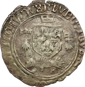 obverse: France. Louis XII (1498-1515).  Douzain au porc-epìn, de Bretagne, second type, Nantes.   Dy. 674 var per legenda. AG. g. 2.72  mm. 26.00  RR.  VF.