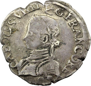 obverse: France. Charles IX (1560-1574).  Demi teston, 156(?).    AG. g. 4.74  mm. 26.00    About VF.