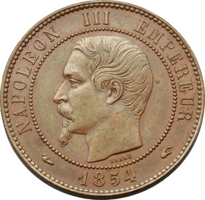 obverse: France. Napoleon III (1852- 1870).  10 cents 1854, issued for the visit to the mint of Paris.    CU. g. 9.98  mm. 30.00  R.  Good EF.