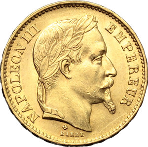 obverse: France. Napoleon III (1852- 1870).  20 francs 1869 BB.   Fr. 585. AU.   mm. 21.00    About FDC.