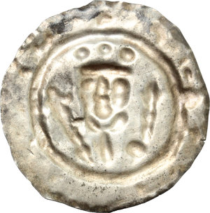 reverse: Germany. Time of Rudolf II - Heinrich III (1208-1224).  Bracteat, Kempten Abtei.   Berger 2512. AG. g. 0.39  mm. 20.00    VF.