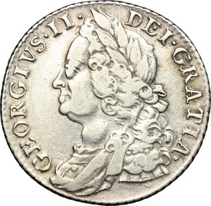 obverse: Great Britain. George II (1727-1760).  Shilling 1758.   ESC 1213. SCBC 3704. AG.