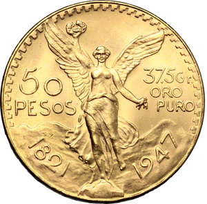 reverse: Mexico.   50 pesos 1947 (restrike).   Fb. 172R. AU.   mm. 37.00    FDC.