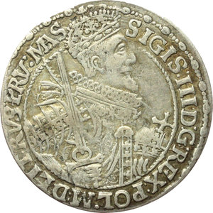 obverse: Poland. Sigismund III (1587-1632).  Ort (18 grosszy) 1621.   K.M.37. AG.   mm. 29.00  RR.