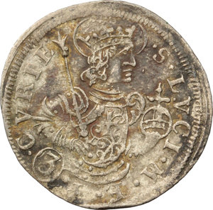 obverse: Svizzera-Chur.   Groschen 1732, in the name of Charles VI.   HMZ 377 var. MI. g. 1.44  mm. 21.00  R.  VF. Instead of CAROL, the legend reports CAOL. An interesting mint error.