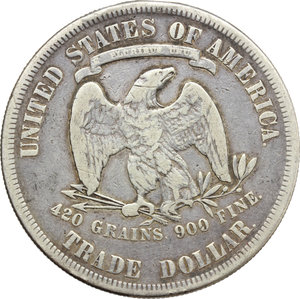 obverse: USA.   Trade dollar 1877.    AG.   mm. 37.00    About VF.
