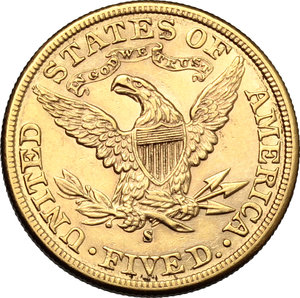 reverse: USA.   5 dollars 1898, San Francisco.   Fr. 143. AU.   mm. 21.00    EF.