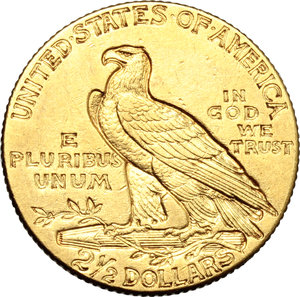 obverse: USA.   2,5 dollars 1909.   Fr. 120. AU. g. 4.18  mm. 17.00    Near EF.