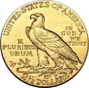 obverse: USA.   2,5 dollars 1915.   Fr. 120. AU. g. 4.18  mm. 17.00    VF.