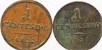reverse: Zecche Italiane.Impero Austro Ungarico.Lotto di 2 monete da 1 Centesimo 1822 ( Milano e Venezia) s.v