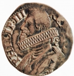 obverse: Zecche Italiane. Napoli. Filippo III. 1598-1621. 15 grana 1618. Ar. Peso 3,63 gr. Diametro 28 mm. BB+. Largo modulo. Integra.