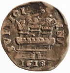 reverse: Zecche Italiane. Napoli. Filippo III. 1598-1621. 15 grana 1618. Ar. Peso 3,63 gr. Diametro 28 mm. BB+. Largo modulo. Integra.