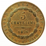reverse: Casa Savoia. Carlo Felice (1821-1831). 5 centesimi 1826, Torino. Pag. 128. Gig. 107. Mont. 131. CU. qBB.s.v