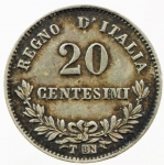 reverse: Casa Savoia. Vittorio Emanuele II. 20 centesimi 1863 Torino. Pagani 536. Ag. BB.sv