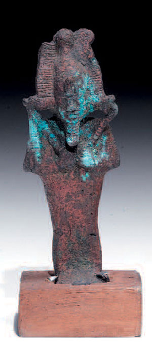 obverse: Osiride e due Anubi
Materia e tecnica: bronzo a fusione pien