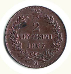 reverse: VITTORIO EMANUELE II 2 centesimi 1867