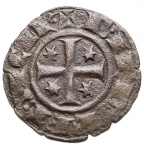 reverse: Zecche Italiane - Brindisi. Federico II. 1198-1250. Denaro del 1249. MI. D/ F tra stelle. R/ Croce. Sp.148. Peso 0.51 gr. BB++.