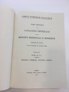 reverse: ANONIMO (ma AA.VV. e Vittorio Emanuele III).. Corpus Nummorum Italicorum. Volume XI. Toscana (Zecche minori). Roma, 1929. In-4, pp. 452, 27 tav. f.t. Tela con titoli dorati al dorso