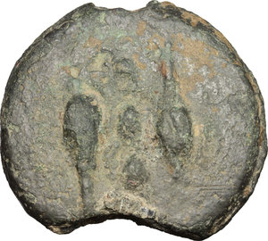 reverse: Dioscuri/Mercury series.. AE Cast Quadrans, c. 280 BC