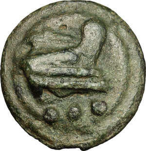 reverse: Janus/Prow to right libral series.. AE Cast Quadrans, c. 225-217 BC